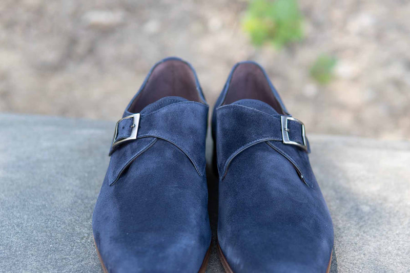 Navy Suede Monks 4