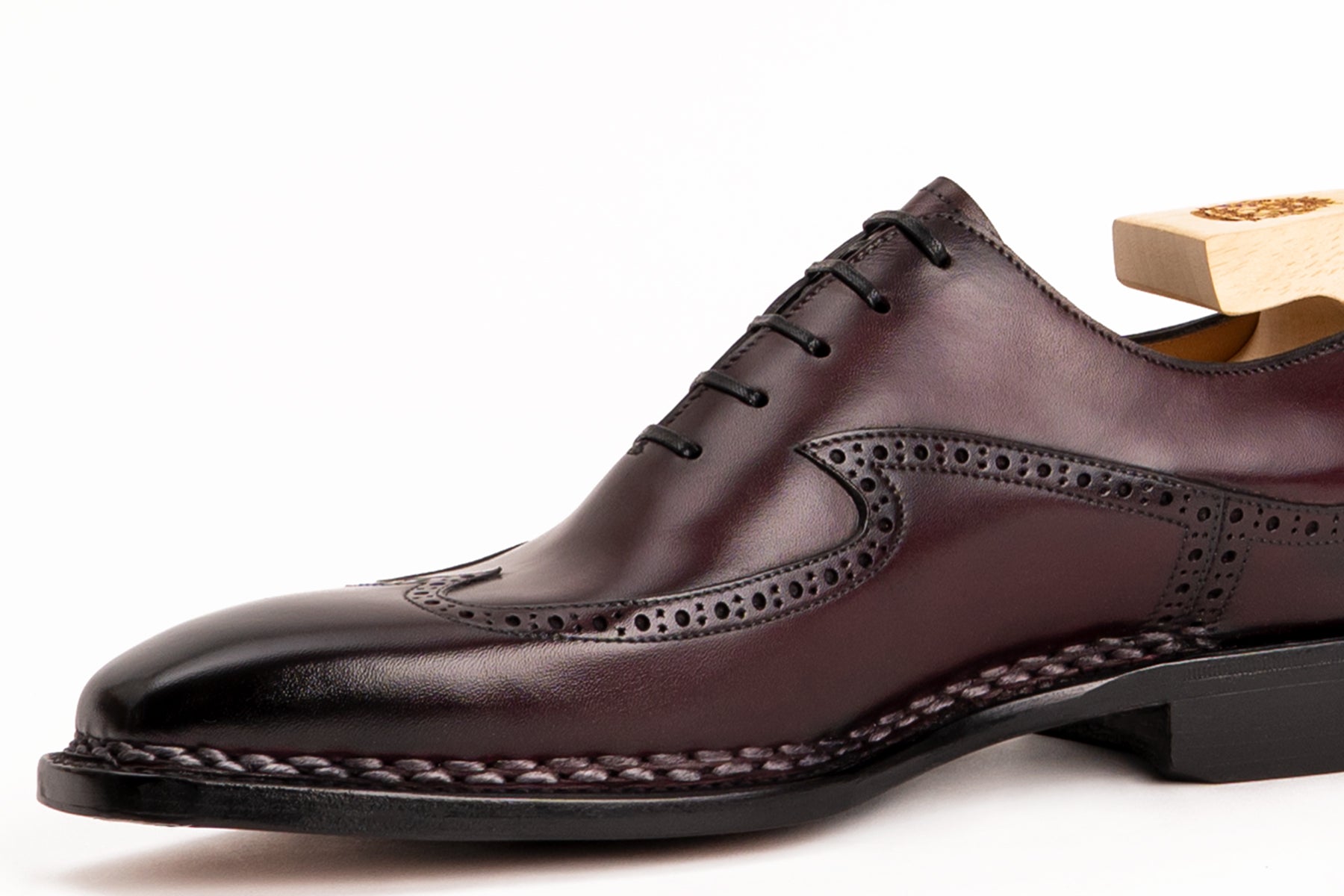 Paolo Scafora Norwegian Wingtip In Antiqued Bordeaux | The Noble Shoe