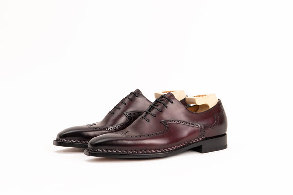 Paolo Scafora Art. 791 Norwegian Wingtip In Antiqued Bordeaux Calf