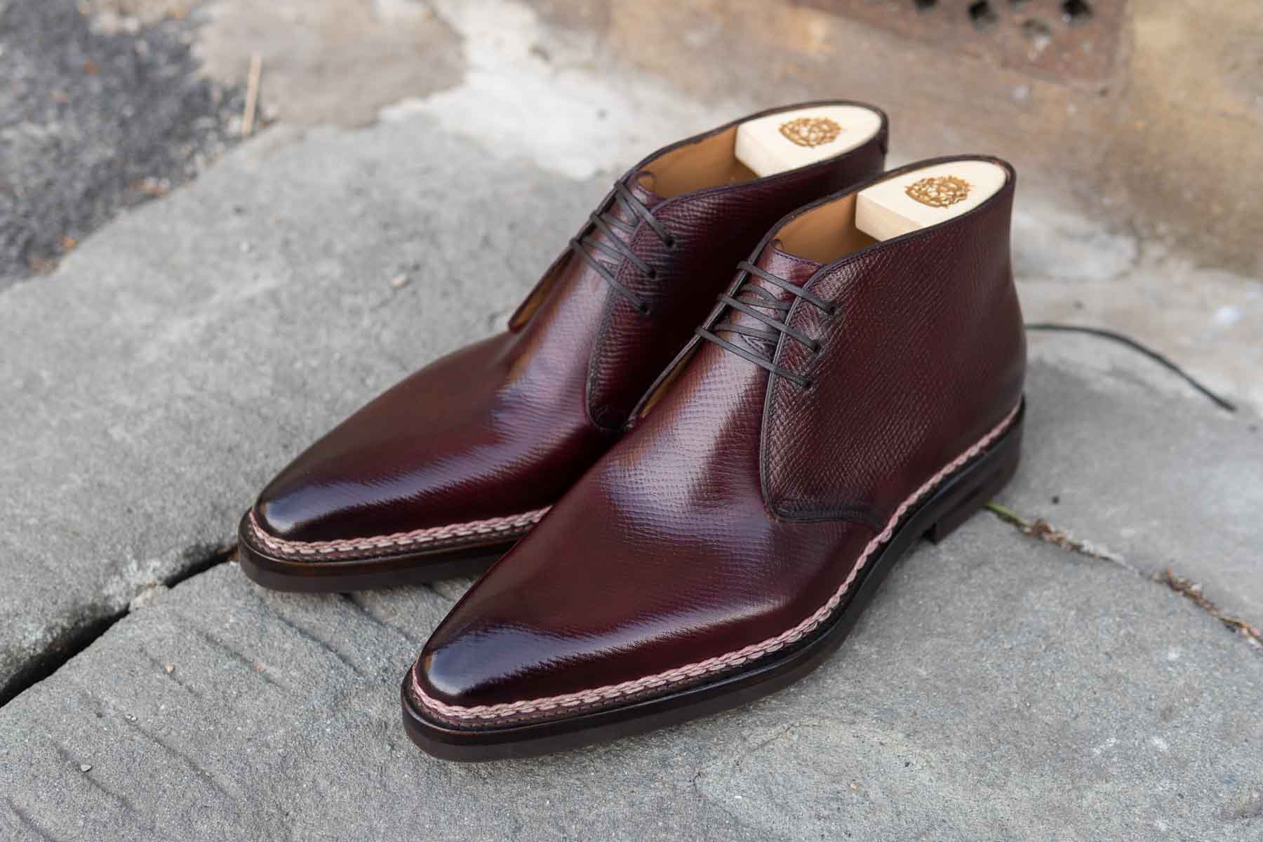 Paolo Scafora Art. ST54 Tyrolese Chukka Boots In Bordeaux Russian Calf