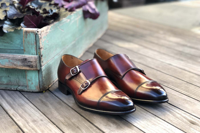 Carlos Santos 6942 Double Monk-Straps In Wine Calf